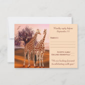 Wilde Giraffe Zoo Theme RSVP-kaart RSVP Kaartje (Achterkant)