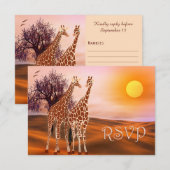 Wilde Giraffe Zoo Theme RSVP-kaart RSVP Kaartje (Voorkant / Achterkant)
