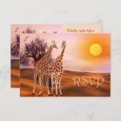 Wilde Giraffe Zoo Theme RSVP-kaart RSVP Kaartje (Voorkant / Achterkant)