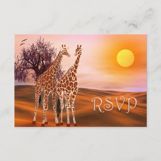Wilde Giraffe Zoo Theme RSVP-kaart RSVP Kaartje (Voorkant)