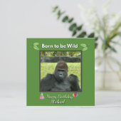 Wilde Gorilla Verjaardag Jungle Thema Kaart (Staand voorkant)