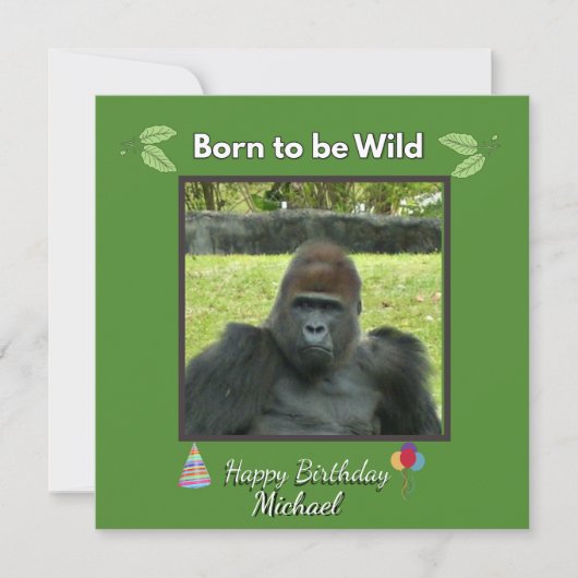 Wilde Gorilla Verjaardag Jungle Thema Kaart (Voorkant)