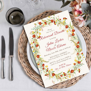 Wilde Goudsbloem Bloemen Loof Rehearsal Dinner Kaart