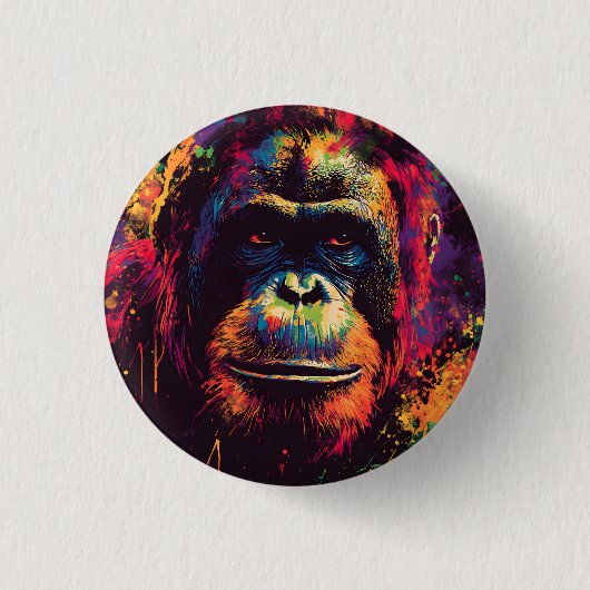 Wilde Graffiti Urban Jungle Gorilla Ronde Button 3,2 Cm (Voorkant)