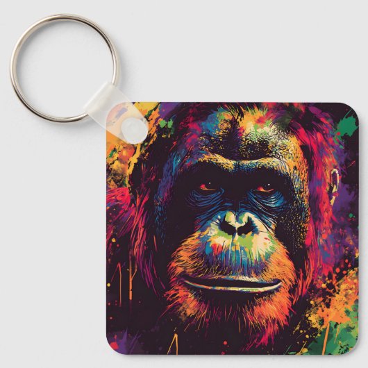 Wilde Graffiti Urban Jungle Gorilla Sleutelhanger (Voorkant)