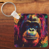 Wilde Graffiti Urban Jungle Gorilla Sleutelhanger (Voorkant)