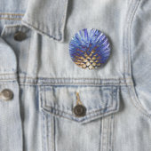 Wilde Gras Blauwe Vlam Knop Ronde Button 5,7 Cm (In situ)