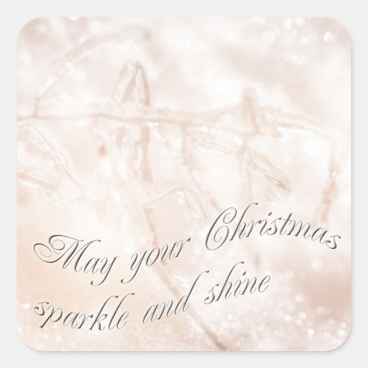 Wilde gras in sneeuw en ijs - Vrolijk kerstfeest Vierkante Sticker (Voorkant)