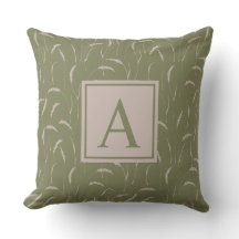 Wilde grassen en aangepaste monogram op salie groe