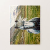 Wilde grijze paarden in de bergen legpuzzel (Verticaal)