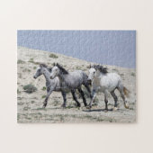 Wilde grijze paarden legpuzzel (Horizontaal)