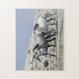 Wilde grijze paarden legpuzzel