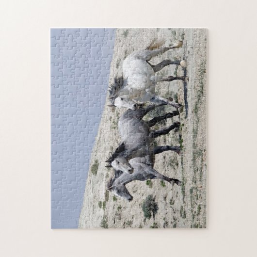 Wilde grijze paarden legpuzzel (Verticaal)