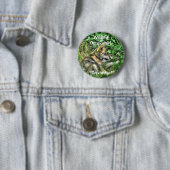 Wilde Grijze Wolf Cub - Ontwerp van dierenliefhebb Ronde Button 5,7 Cm (In situ)