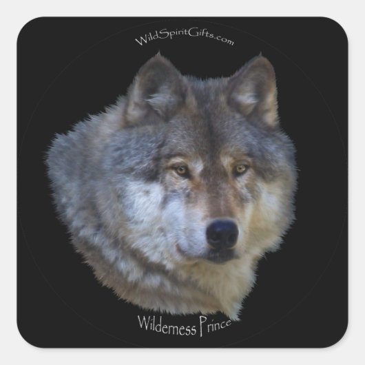 WILDE GRIJZE WOLF STICKERS (Voorkant)