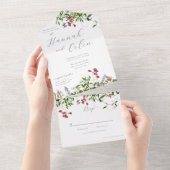 Wilde grillige bloemen & groen all in one uitnodiging (Afscheurbaar)