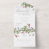 Wilde grillige bloemen & groen all in one uitnodiging (Binnen)