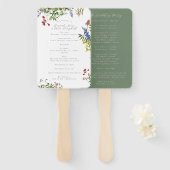 Wilde grillige bloemen & groen handwaaier (Voorkant en achterkant)