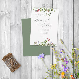 Wilde grillige bloemen & groen kaart