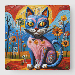 Wilde grillige whiskers vierkante klok