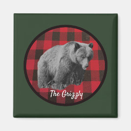 Wilde Grizzlybeer Buffalo Plaid Magneet