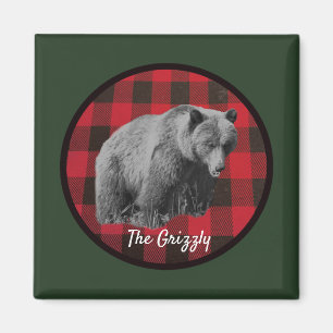 Wilde Grizzlybeer Buffalo Plaid Magneet