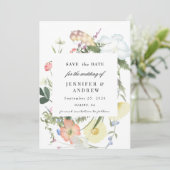 Wilde Groene Bloemen | Wilde Bloemen Bruiloft Save The Date (Staand voorkant)
