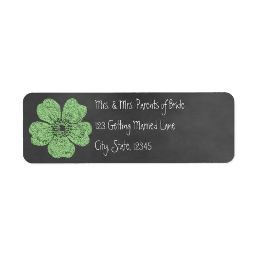 Wilde Groene Rozen Krijtbord Label (Voorkant)