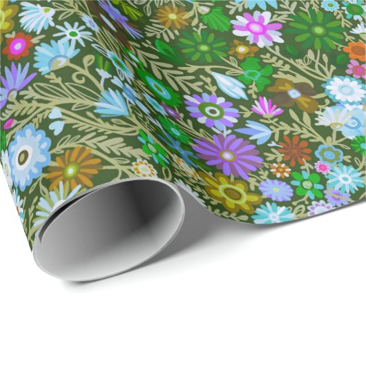 Wilde groene veld bloeit cadeaupapier (Rol Hoek)