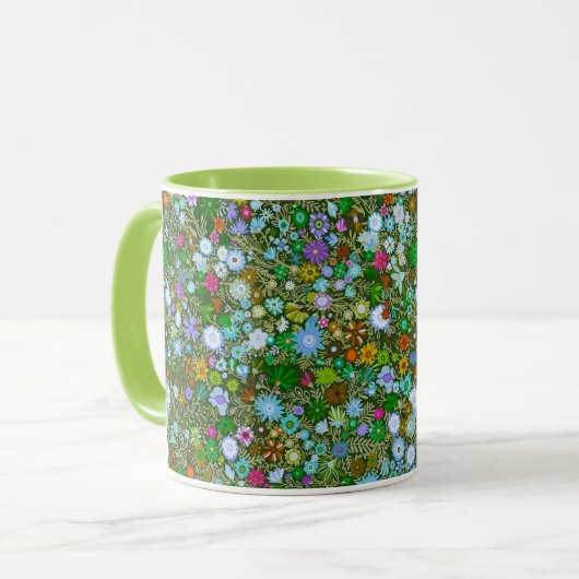 Wilde groene veld bloeit mok (Voorkant links)