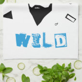 Wilde Guy - Verketst Man in zwart, wit en blauw Theedoek (Gevouwen)