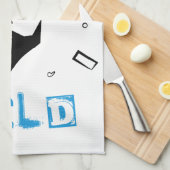 Wilde Guy - Verketst Man in zwart, wit en blauw Theedoek (Quarter Fold)