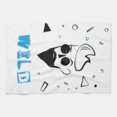 Wilde Guy - Verketst Man in zwart, wit en blauw Theedoek (Horizontaal)