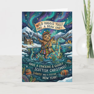 Wilde Haggis Yule Schotse Kerstkaart Kaart