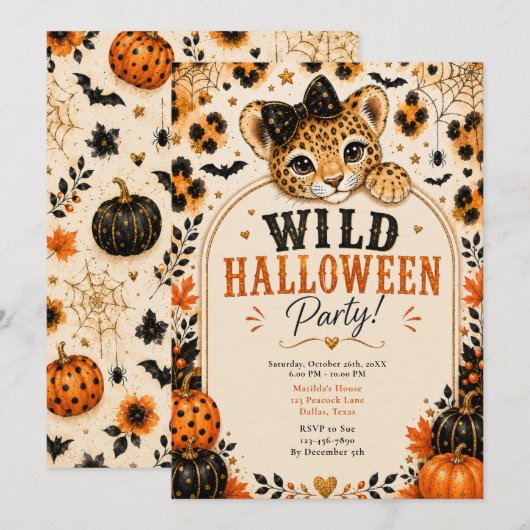 Wilde Halloween-feest Kaart (Voorkant / Achterkant)