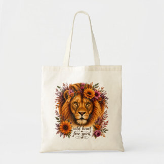 Wilde Hart Vrije Geest Boho Bloem Leeuw Kunst Tote Bag