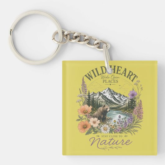 Wilde Hart Wijd Open Plaatsen Beerberg Wilde Bloem Sleutelhanger (voorkant)