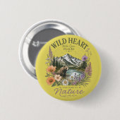 Wilde Hart Wijd Open Plekken Beer Berg Wilde Bloem Ronde Button 5,7 Cm (Voorkant /achterkant)
