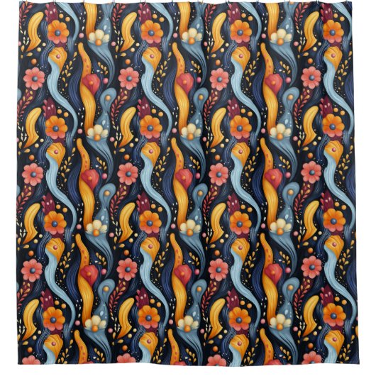 Wilde heldere kleuren hippy funky patroon douchegordijn (Voorkant)