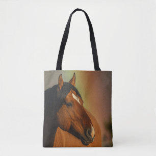 Wilde hengst, Gouden Licht en Regenboog Tote Bag
