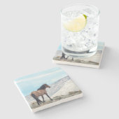 wilde hengst mustang stenen onderzetter (Zijkant)