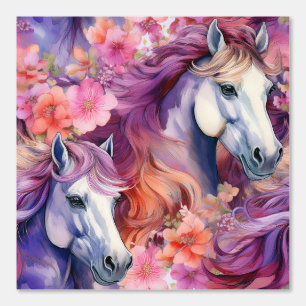 Wilde Hengst Paardenboerderij Dieren Roze Bloemen Behang