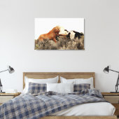 Wilde hengsten in de strijd canvas afdruk (Insitu (Slaapkamer))
