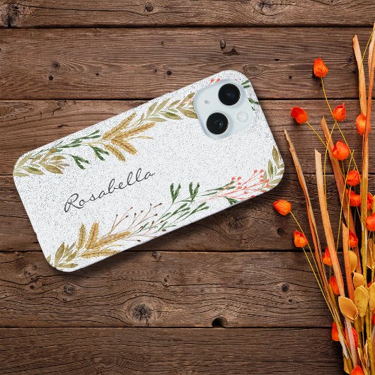 Wilde Herfst Botanicals Personaliseer Naam iPhone 15 Case