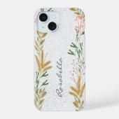 Wilde Herfst Botanicals Personaliseer Naam iPhone 15 Case (Achterkant)