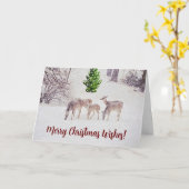 Wilde Herten in Sneeuw Winter Kerstmis Kaart (Gele Bloem)