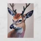 Wilde Hertenportret Waterverf Schilderij, Herten Briefkaart (Voorkant)