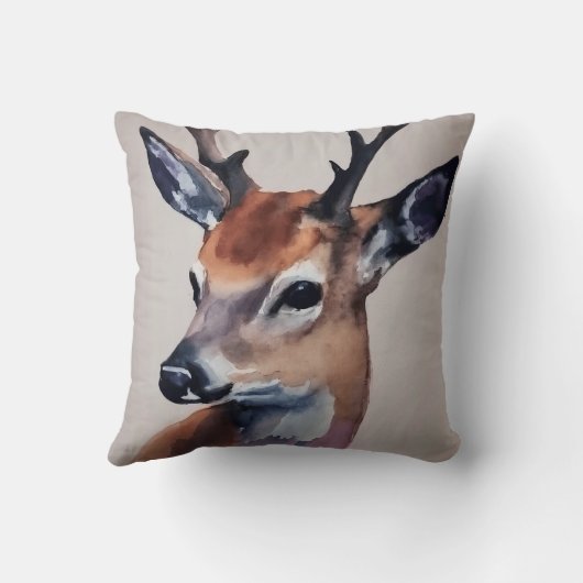 Wilde Hertenportret Waterverf Schilderij, Herten Kussen (Achterkant)