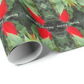 Wilde hibiscus, helderrood cadeaupapier (Rol Hoek)