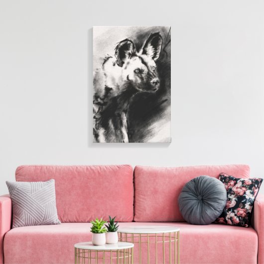 Wilde Hond Canvas Afdruk (Insitu (Woonkamer))